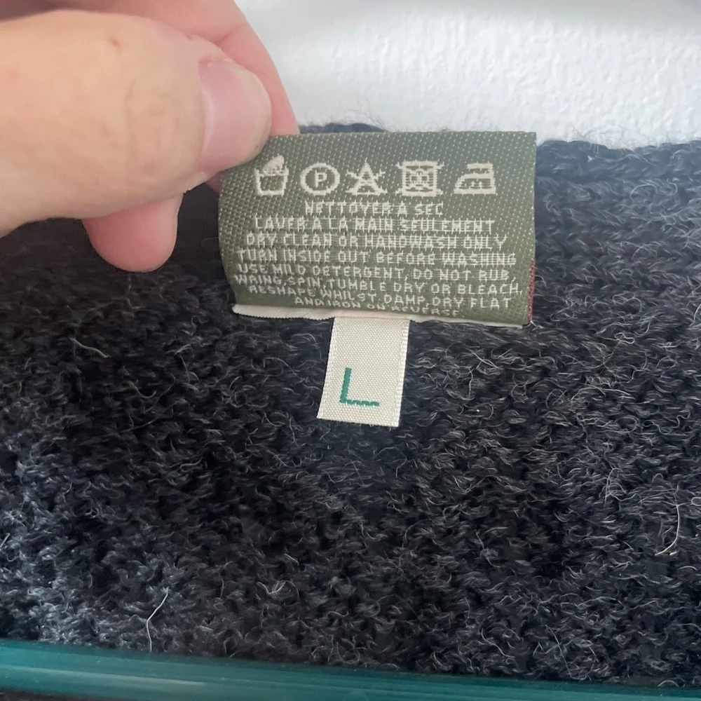Carraig Donn Fisherman 100% Irish Wool Charcoal Gray Cardigan Sweater Vest Sz L